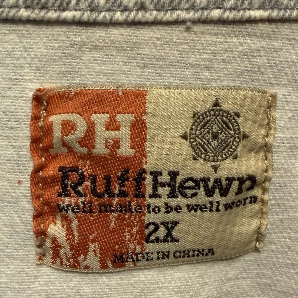 Ruff Hewn Gray & White Cotton Denim Moto Jacket Women's Plus Size 2X Streetwear - Picture 14 of 15